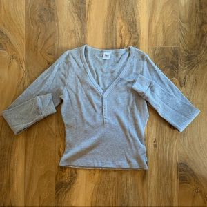 TNA Gray Waffle Cropped Long Sleeve